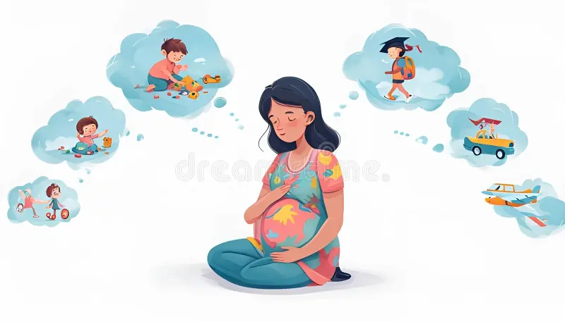 colorful-flat-illustration-pregnant-woman-dreaming-her